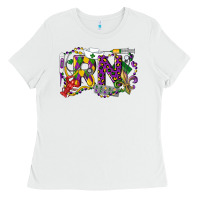 White RN Registered Nurse Mardi Gras Ladies Tee - LillyAllenDesigns