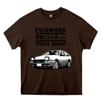 Chocolate Brown initial d fujiwara tofu shop ae86 manga Heavy Core Tee - lanVoArt