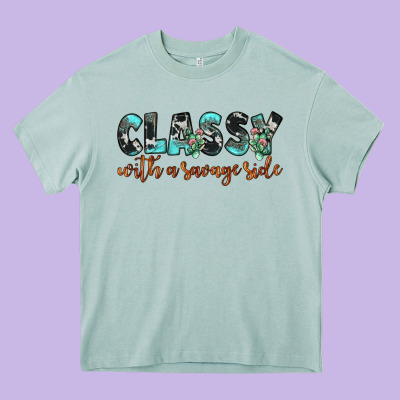 Classy With A Savage Side Heavy Core Tee Designed By Jahusdesignshop