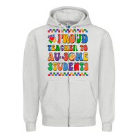 Dove Grey Proud Teacher to au-some student Zipper Hoodie - CowhideDigitalArt