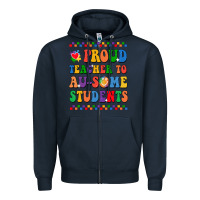 Navy Proud Teacher to au-some student Zipper Hoodie - CowhideDigitalArt