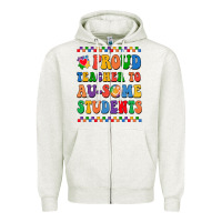 Oatmeal Heather Proud Teacher to au-some student Zipper Hoodie - CowhideDigitalArt