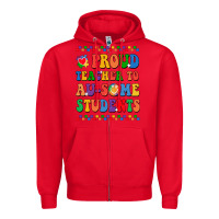 Red Proud Teacher to au-some student Zipper Hoodie - CowhideDigitalArt
