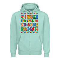 Seafoam Proud Teacher to au-some student Zipper Hoodie - CowhideDigitalArt