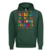 Sports Green Proud Teacher to au-some student Zipper Hoodie - CowhideDigitalArt