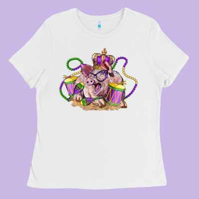 Mardi Gras Pig Ladies Tee Designed By Lillyallendesigns