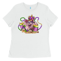 White Mardi Gras pig Ladies Tee - LillyAllenDesigns