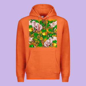 St Patricks  Day Pig With Candy And Pot Of Gold  Seamless Pattern Premium Hoodie Designed By Fadigitalartstudio
