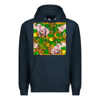 Navy St patricks  day pig with candy and pot of gold  seamless pattern Premium Hoodie - FaDigitalArtStudio