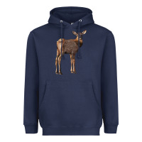 Navy elk fawn deer Heavyweight Hoodie - LillyAllenDesigns