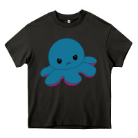Angry Blue Moody Reversible Octopus Heavy Core Tee | Teevron