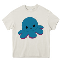 Cream angry blue moody reversible octopus Heavy Core Tee - lanVoArt