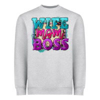 Heather Grey wife mom boss Heavyweight Sweatshirt - FaDigitalArtStudio