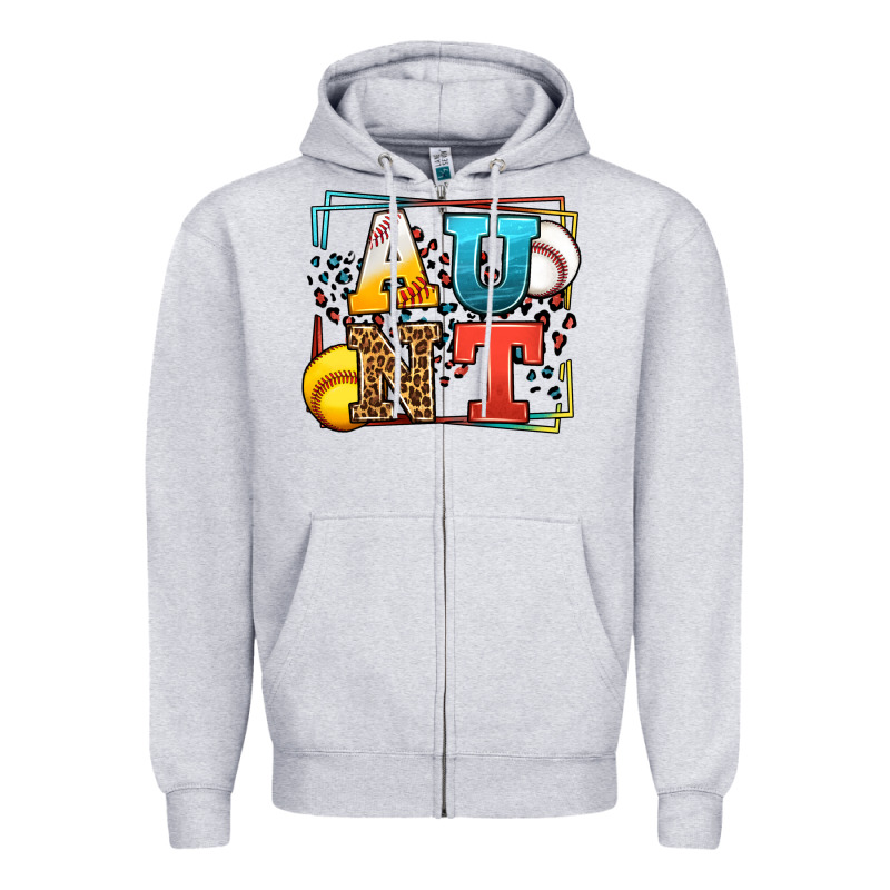 Baseball And Softball Aunt Leopard Frame Zipper Hoodie by LillyAllenDesigns | Teevron