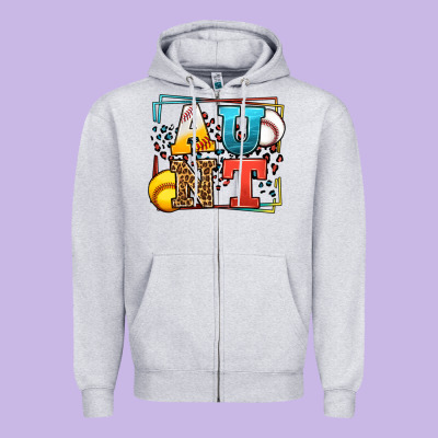 Baseball And Softball Aunt Leopard Frame Zipper Hoodie Designed By Lillyallendesigns