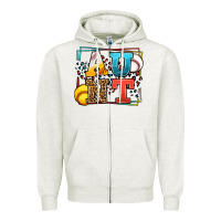 Oatmeal Heather Baseball and Softball aunt leopard frame Zipper Hoodie - LillyAllenDesigns