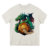 Cream dragon and a d20 Heavy Core Tee - lanVoArt