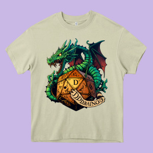 Dragon And A D20 Heavy Core Tee Designed By Lanvoart