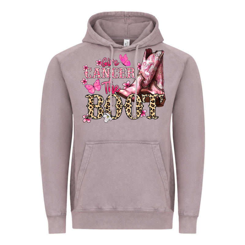 Give Cancer The Boot Cancer Awareness Vintage Hoodie by HowdyJamesFarm | Teevron
