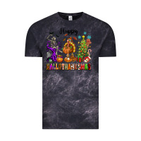 Cloud Black Happy Hallothanksmas Vintage Tee - texasbilliewilder