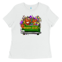 White Mardi Gras truck Ladies Tee - LillyAllenDesigns