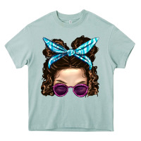 Arona Messy Bun Mom And Pink Leopard Sunglasses Heavy Core Tee - BundleAndBundleShop