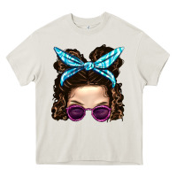 Messy Bun Mom And Pink Leopard Sunglasses Heavy Core Tee | Teevron