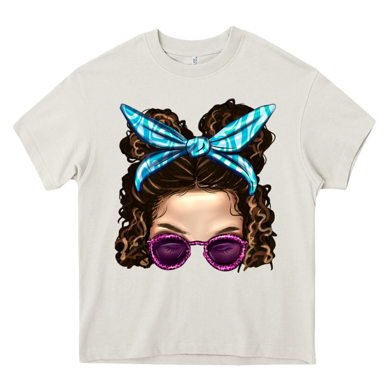 Messy Bun Mom And Pink Leopard Sunglasses Heavy Core Tee by BundleAndBundleShop | Teevron