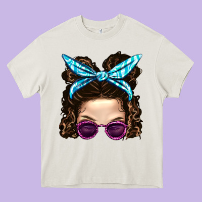 Messy Bun Mom And Pink Leopard Sunglasses Heavy Core Tee Designed By Bundleandbundleshop