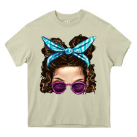 Mossy Messy Bun Mom And Pink Leopard Sunglasses Heavy Core Tee - BundleAndBundleShop