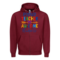 Burgundy Proud teacher to au-some students Zipper Hoodie - CowhideDigitalArt