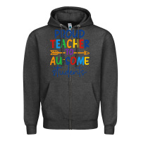 Charcoal Heather Proud teacher to au-some students Zipper Hoodie - CowhideDigitalArt