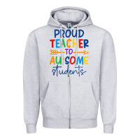 Heather Grey Proud teacher to au-some students Zipper Hoodie - CowhideDigitalArt