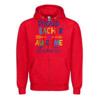 Red Proud teacher to au-some students Zipper Hoodie - CowhideDigitalArt