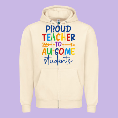Proud Teacher To Au-some Students Zipper Hoodie Designed By Cowhidedigitalart