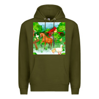 Army Green farm life seamless pattern Premium Hoodie - FaDigitalArtStudio