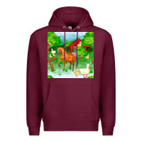 Burgundy farm life seamless pattern Premium Hoodie - FaDigitalArtStudio
