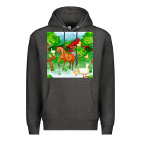Charcoal Heather farm life seamless pattern Premium Hoodie - FaDigitalArtStudio