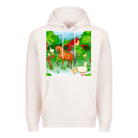 Pale Pink farm life seamless pattern Premium Hoodie - FaDigitalArtStudio