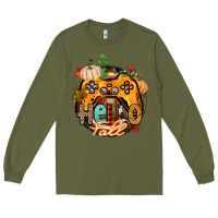 Army Green hello fall gamer Long Sleeve Tee - CowGirlArtShop