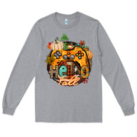 Heather Grey hello fall gamer Long Sleeve Tee - CowGirlArtShop