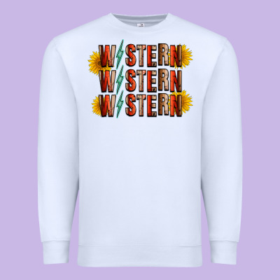 Western Sunflower Premium Sweatshirt Designed By Racoondesign
