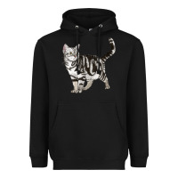 Black American Shorthair Cat Heavyweight Hoodie - LillyAllenDesigns