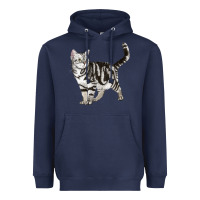 Navy American Shorthair Cat Heavyweight Hoodie - LillyAllenDesigns