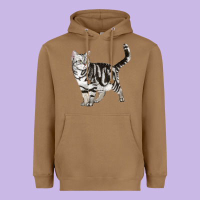 American Shorthair Cat Heavyweight Hoodie Designed By Lillyallendesigns
