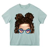 Arona Messy Bun Mom And Glitter Glasses Heavy Core Tee - BundleAndBundleShop