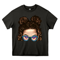 Asphalt Messy Bun Mom And Glitter Glasses Heavy Core Tee - BundleAndBundleShop
