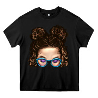 Black Messy Bun Mom And Glitter Glasses Heavy Core Tee - BundleAndBundleShop