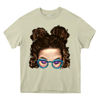 Mossy Messy Bun Mom And Glitter Glasses Heavy Core Tee - BundleAndBundleShop