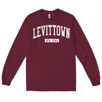 Burgundy levittown new york ny vintage athletic sports design t shirt Long Sleeve Tee - lanVoArt